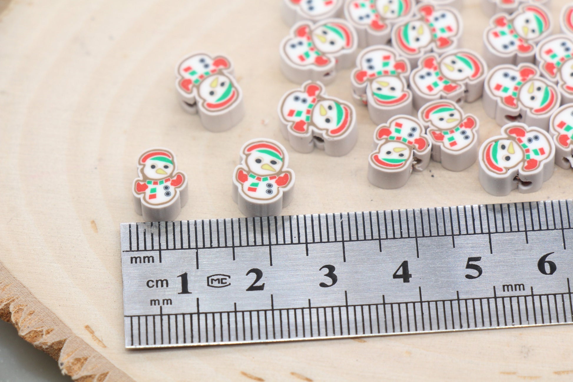 Snowman Clay Beads, Winter Themed Clay Beads, Christmas Snowman Polymer Clay Beads, Clay Jewelry Beads, Beads for Bracelet #553