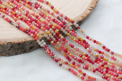 3mm Faceted Glass Beads, Mix Glass Seed Beads, Jewelry Making Beds, Bracelet Beads, Full Strand