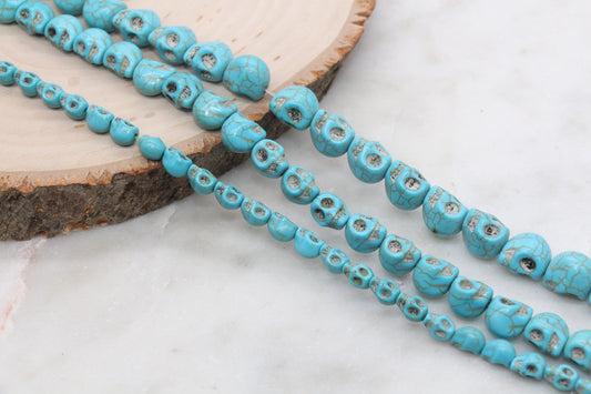 Skull Beads Howlite Beads, Skull Head Gemstone Beads, Bead for Bracelets, Skeleton Beads