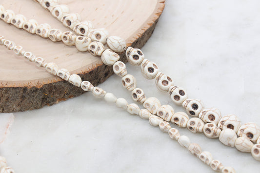 Skull Beads Howlite Beads, Skull Head Gemstone Beads, Bead for Bracelets, Skeleton Beads