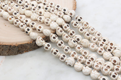 Skull Beads Howlite Beads, Skull Head Gemstone Beads, Bead for Bracelets, Skeleton Beads