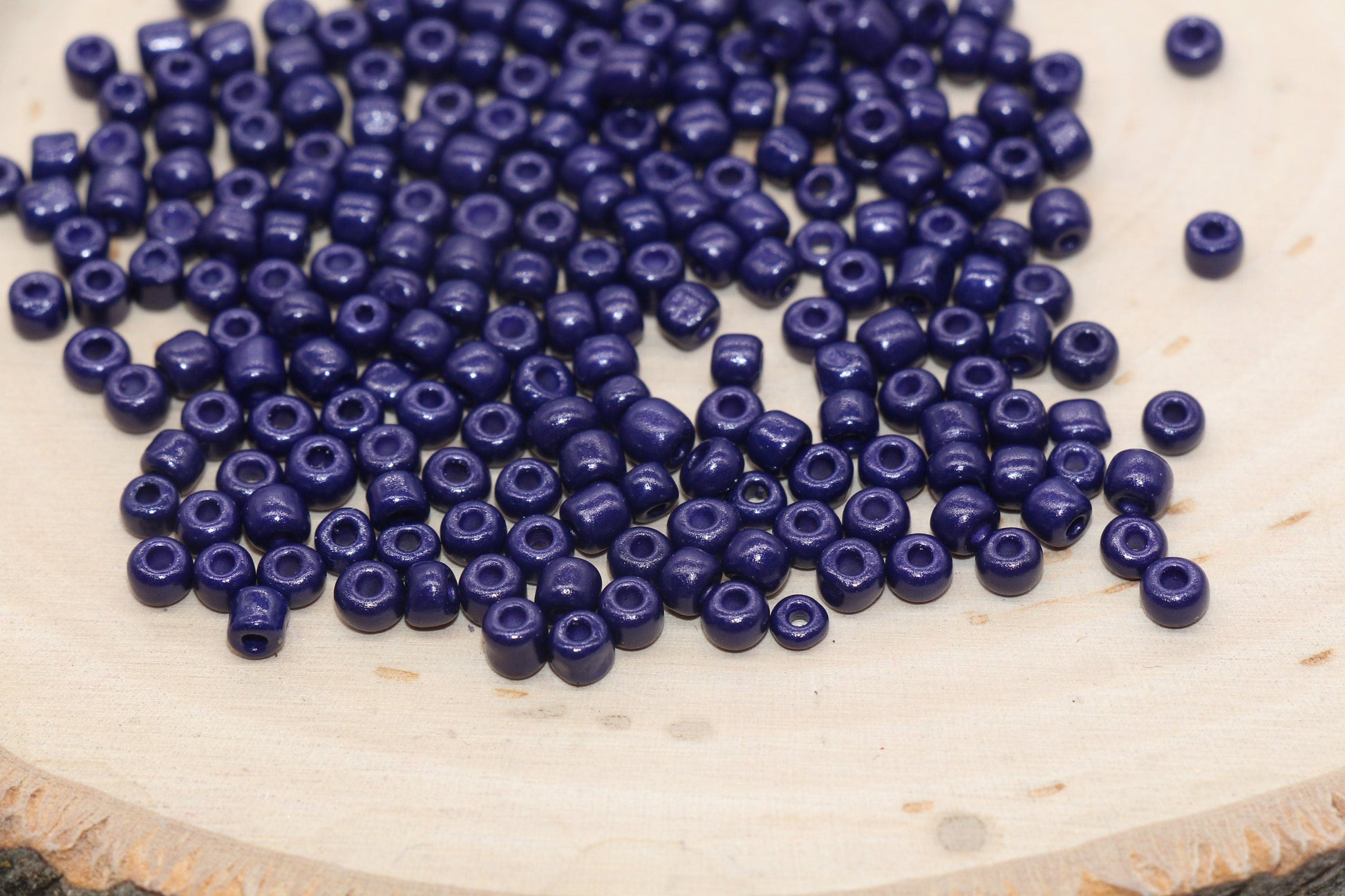 Navy Blue Glass Seed Beads, 4mm 6/0 Glass Round Seed Beads, Blue Opaque Seed Beads, Rocailles Beads, Beading Supplies #1430