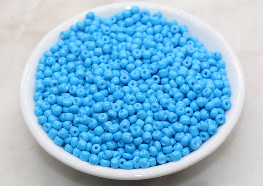 Glass Seed Beads, 4mm 6/0 Glass Round Seed Beads, Glass Blue Opaque Seed Beads, Rocailles Beads, Beading Supplies #1438