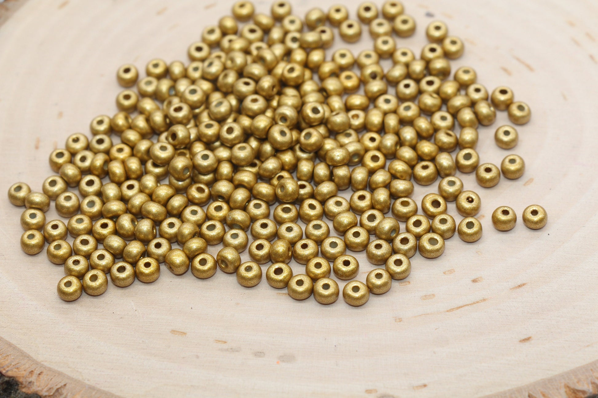 Matte Gold Glass Seed Beads, Size 4mm 6/0 Glass Seed Beads, Frosted Seed Beads, Rocailles Beads, Bracelet Beads #1412