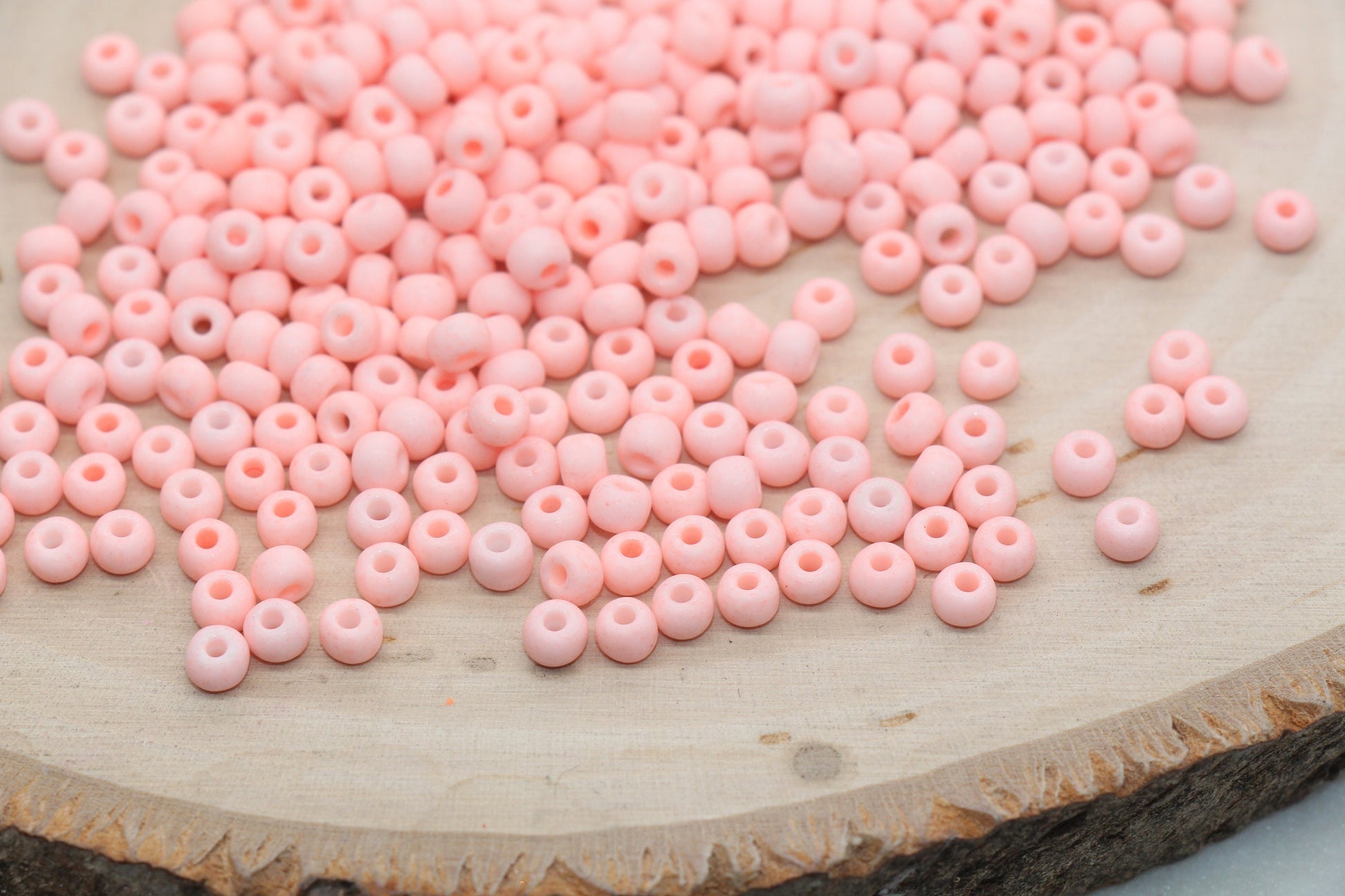 Matte Glass Seed Beads, 4mm 6/0 Glass Round Seed Beads, Matte Peach Seed Beads, Frosted Peach Rocailles Beads, Beading Supplies #1410