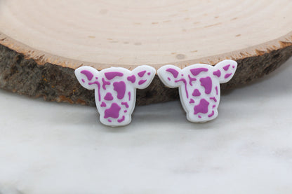 Spotted Cow Silicone Beads, Cow Head Beads, Cow Focal Silicone Beads, Chunky Beads, Silicone Loose Beads, Beadable Pens Beads #500