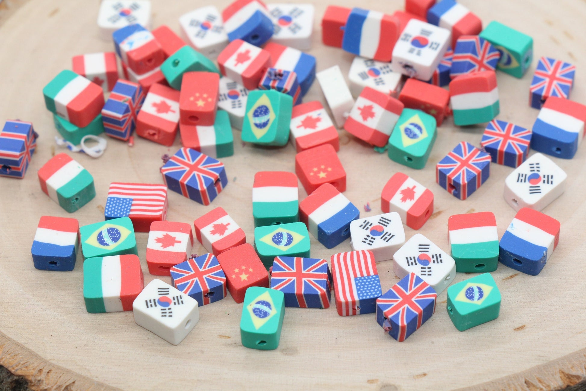 National Flag Clay Beads, Countries Flag Polymer Clay Beads, Rectangle Flag Clay Beads, Jewelry Beads, Bead for Bracelet #501