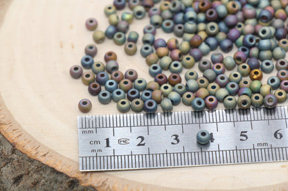 Matte Metallic Glass Beads, 4mm Glass Round Seed Beads, Frosted Seed Beads, Beading Supplies, Beads for Bracelet #1046