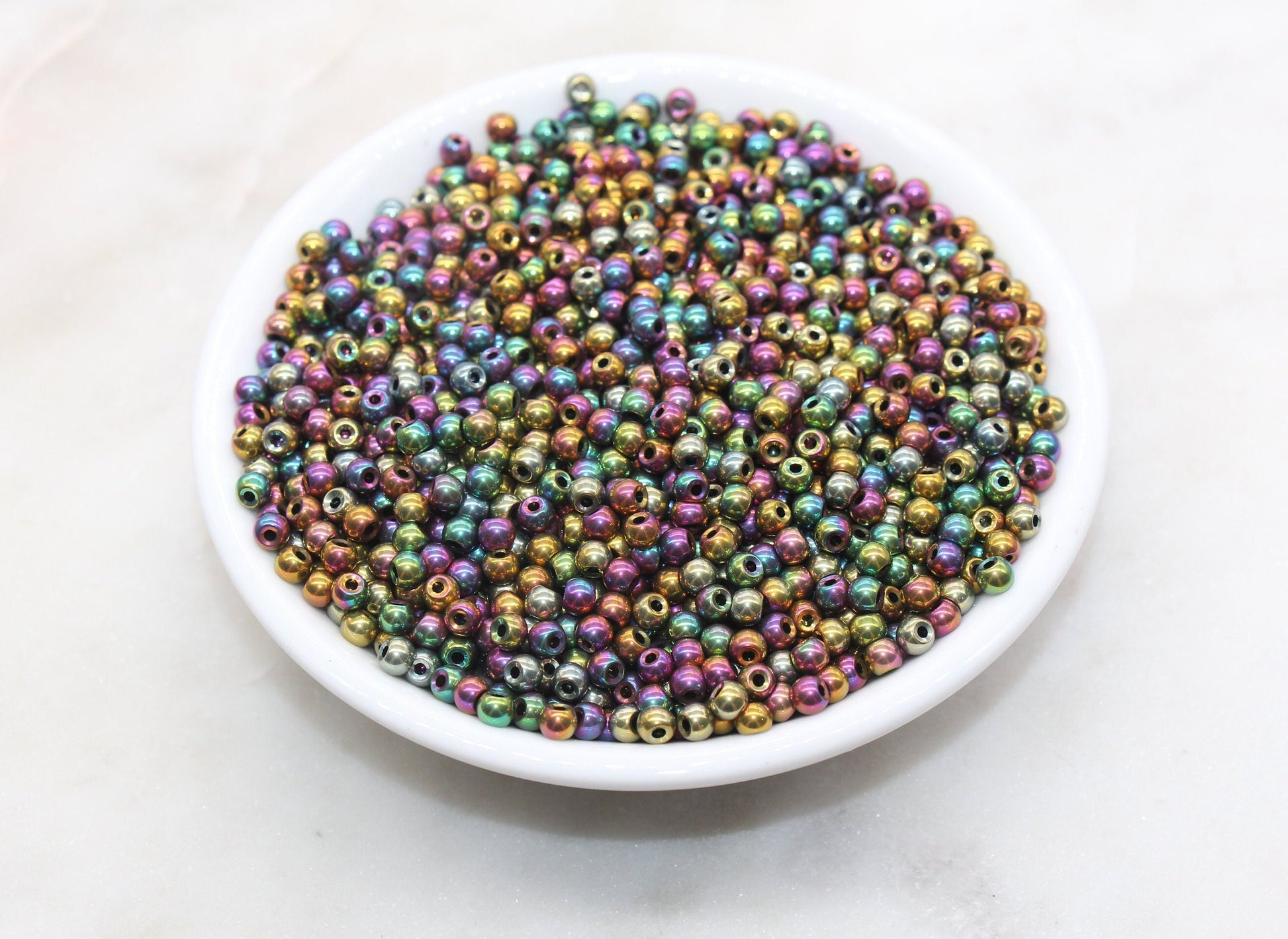 Metallic Rainbow Mix Glass Beads, 4mm Glass Round Seed Beads, Shiny Seed Beads, Beading Supplies, Beads for Bracelet #3189