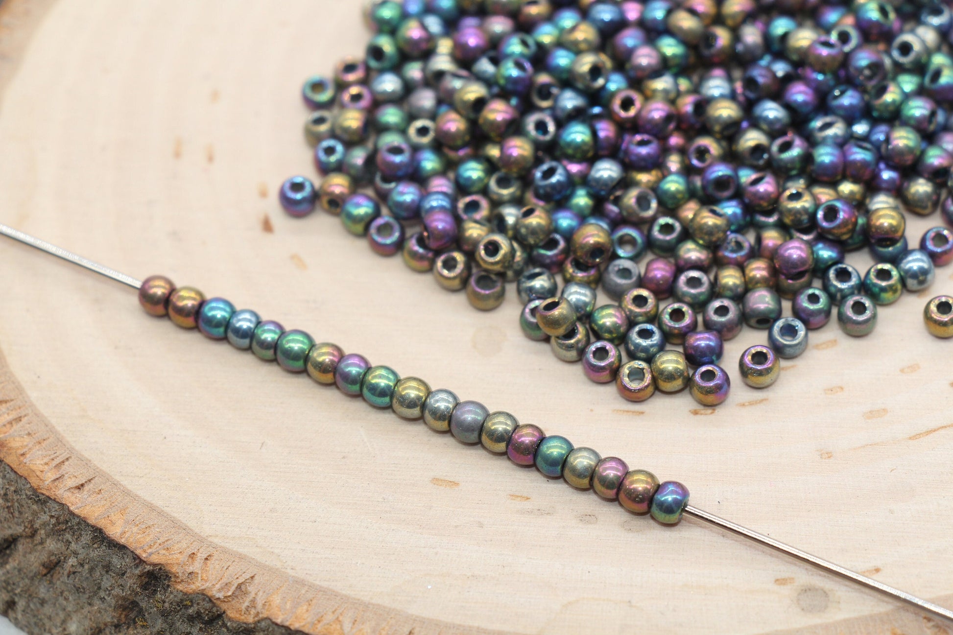 Metallic Rainbow Mix Glass Beads, 4mm Glass Round Seed Beads, Shiny Seed Beads, Beading Supplies, Beads for Bracelet #3190