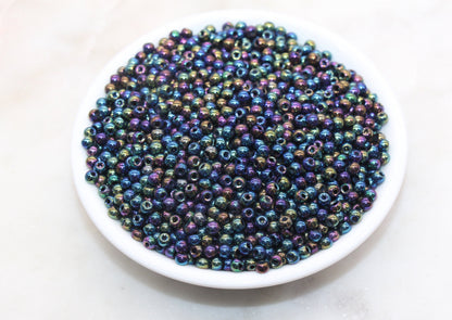 Metallic Rainbow Mix Glass Beads, 4mm Glass Round Seed Beads, Shiny Seed Beads, Beading Supplies, Beads for Bracelet #3191