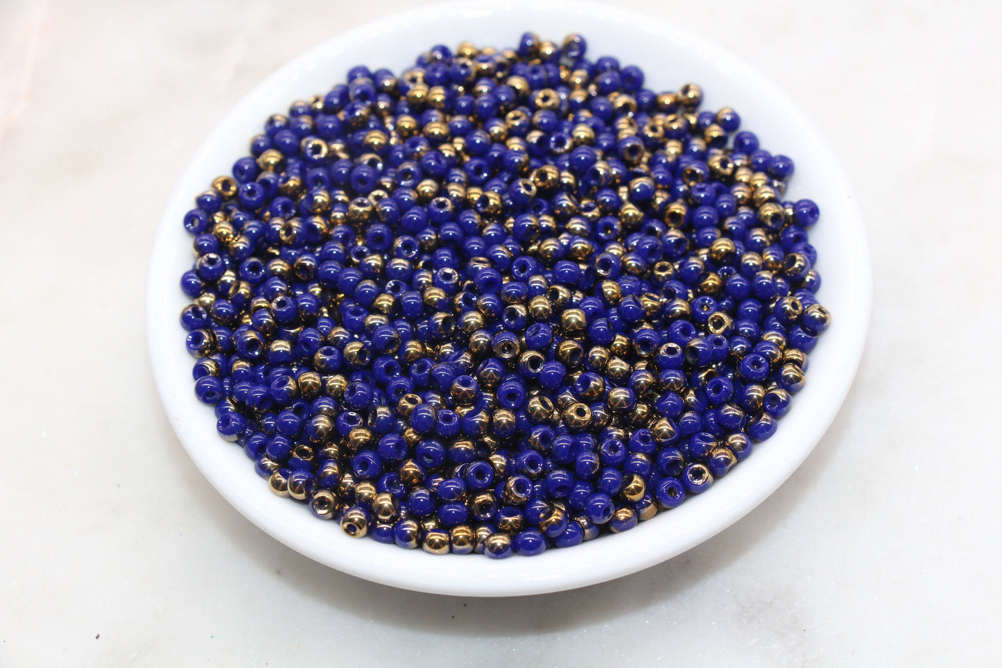 Gold and Royal Blue Ombre Glass Beads, 4mm Glass Round Seed Beads, Shiny Seed Beads, Beading Supplies, Beads for Bracelet #3205