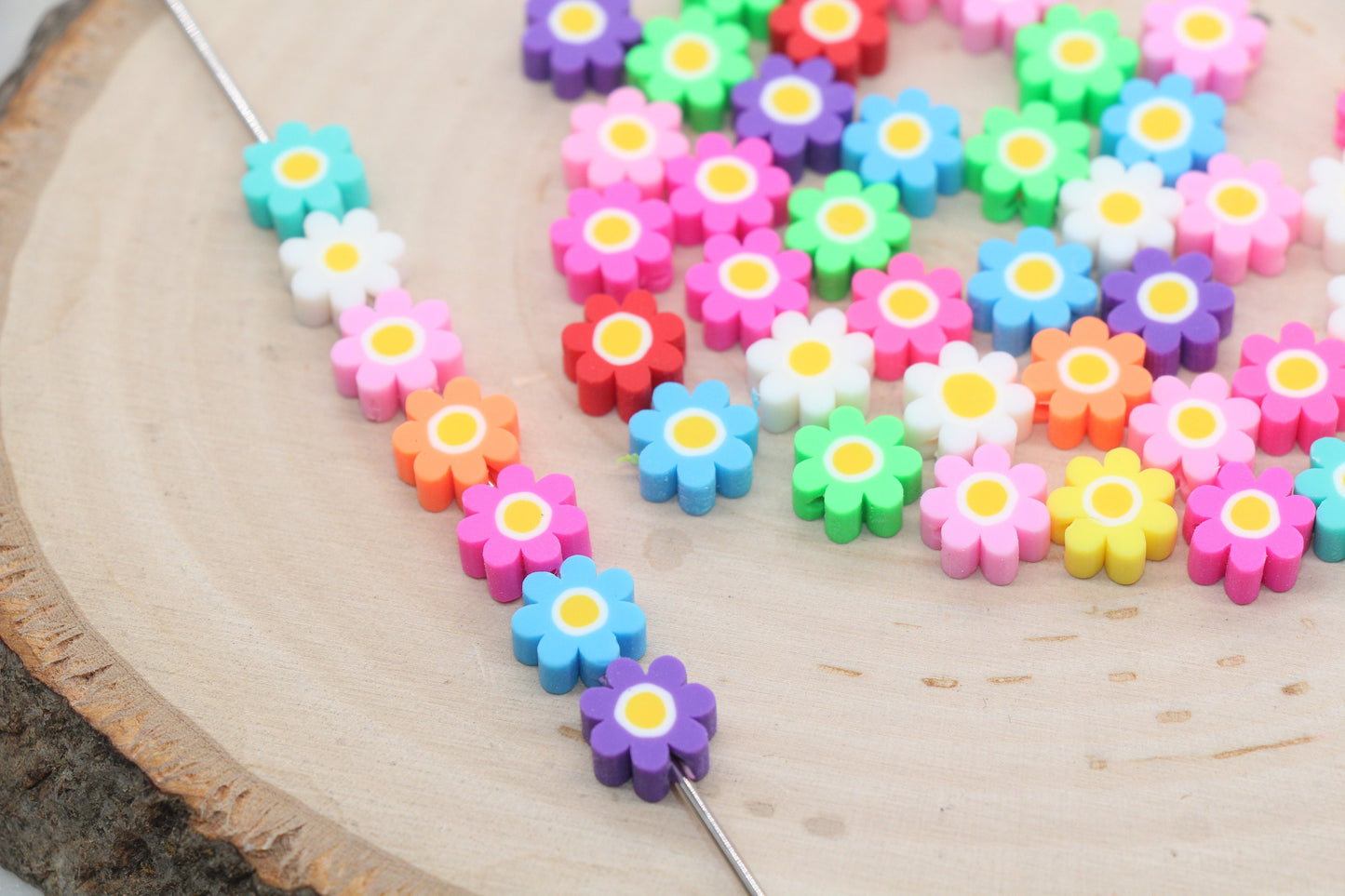 Assort Flower Polymer Clay Beads, Multicolor Flower Clay Beads, Flower Shape Beads, Jewelry Beads, Beads for Bracelet, Kids Craft Beads #518