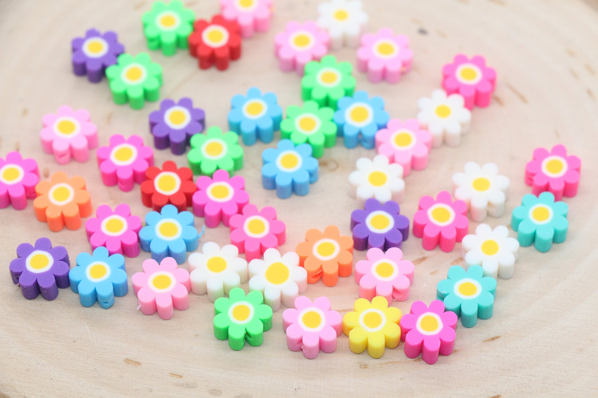 Assort Flower Polymer Clay Beads, Multicolor Flower Clay Beads, Flower Shape Beads, Jewelry Beads, Beads for Bracelet, Kids Craft Beads #518