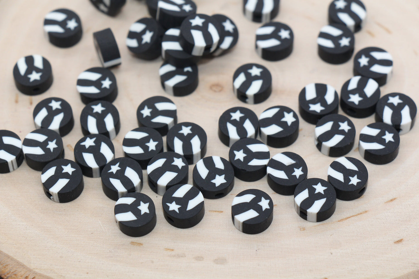 Puerto Rico Flag Polymer Clay Beads, Flag Cane Beads, Jewelry Beads, Bracelet Beads, Loose Polymer Clay Beads #528