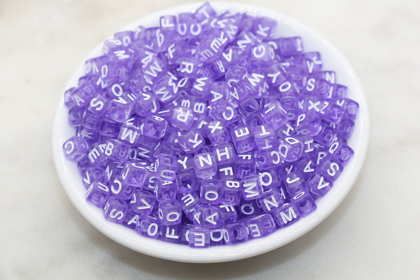 Translucent Purple Alphabet Letter Beads, Mix Acrylic Letter Beads, Plastic Letter Beads, Acrylic Square Name Beads, Size 6mm, #3228