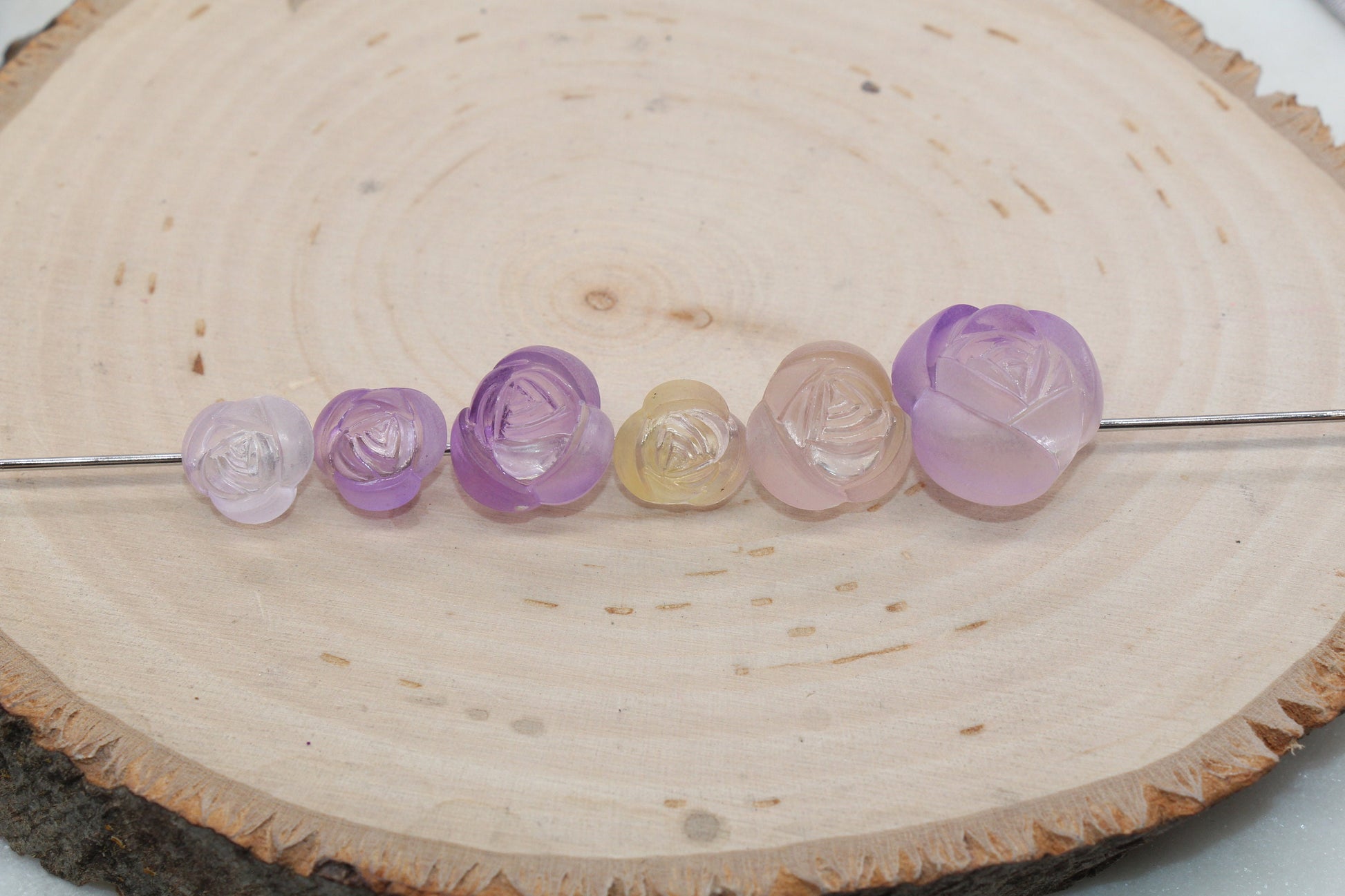 Matte Rose Flower Beads, Mix Size Frosted Ombre Rose Flower Beads, Chunky Flower Beads, Jewelry Beads, Beads for Bracelet #3233