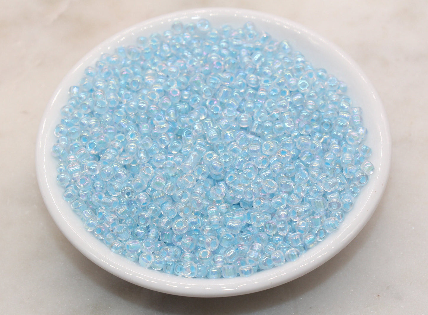 Iridescent Blue Lined Glass Seed Beads, 4mm 6/0 Glass Round Seed Beads, AB Blue Lining Glass Beads, Beading Supplies #3236