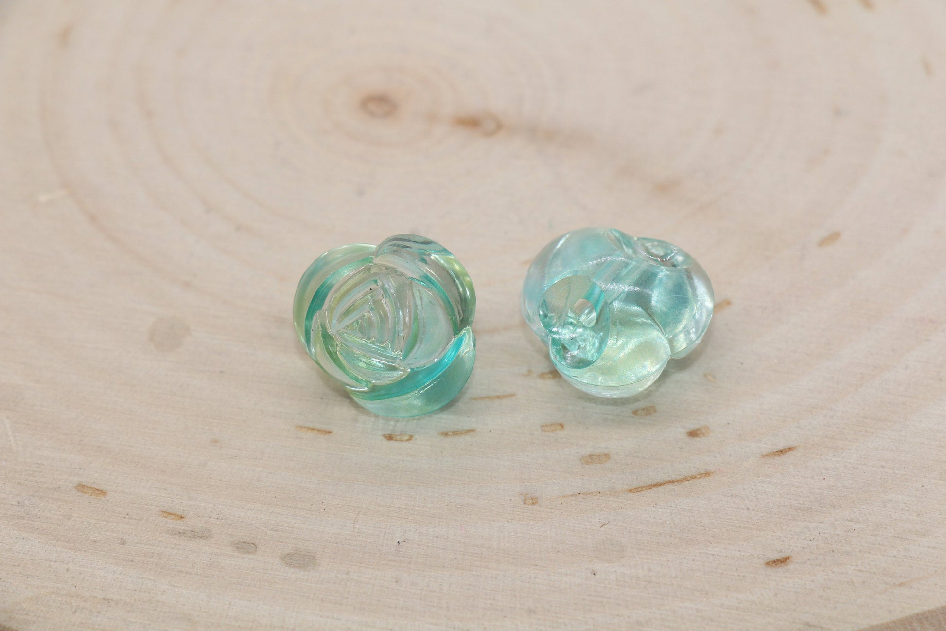 Rose Flower Beads, Mix Size Frosted Green Ombre Rose Flower Beads, Green Flower Chunky Beads, Jewelry Beads, Beads for Bracelet #3237