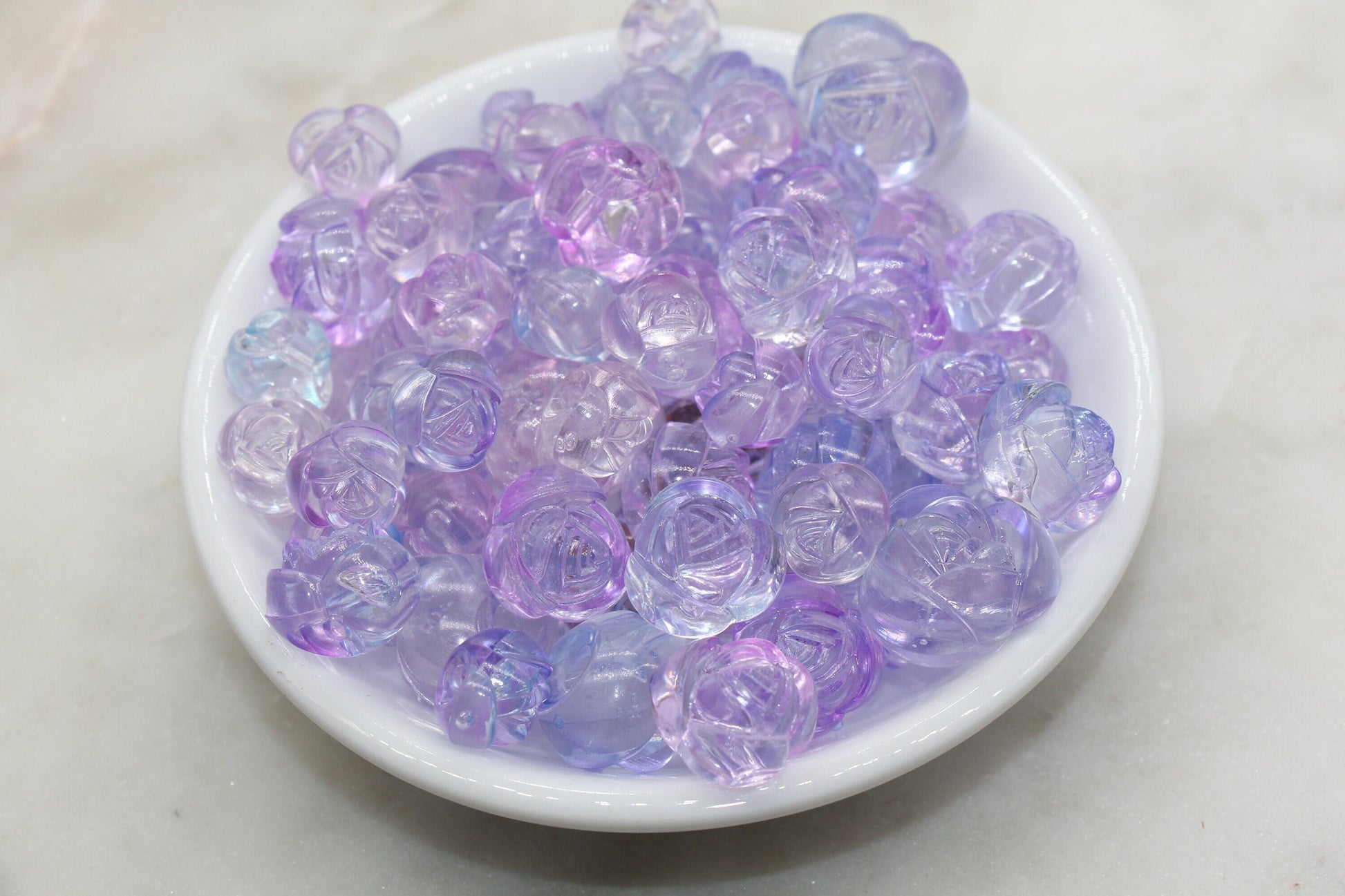 Rose Flower Beads, Mix Size Frosted Purple Ombre Rose Flower Beads, Purple Flower Chunky Beads, Jewelry Beads, Beads for Bracelet #3239