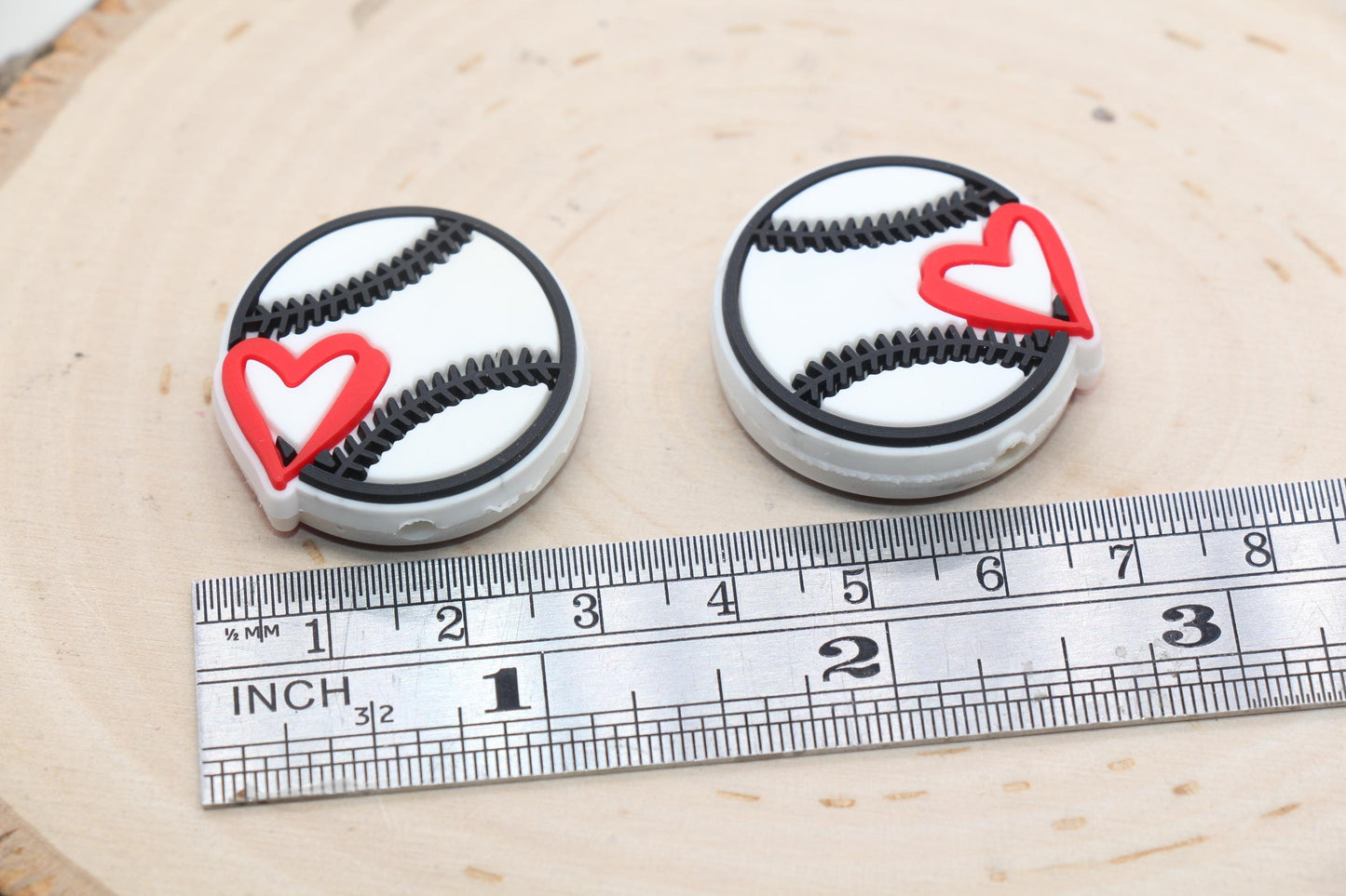 Baseball PVC Focal Beads, Sports Ball Beads, Chunky Beads, Beadable Pen Beads #566