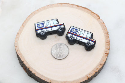 Mail Truck Silicone Focal Beads, Postal Mail Truck Silicone Beads, Beadable Pen Focal Beads, Silicone Loose Beads #594