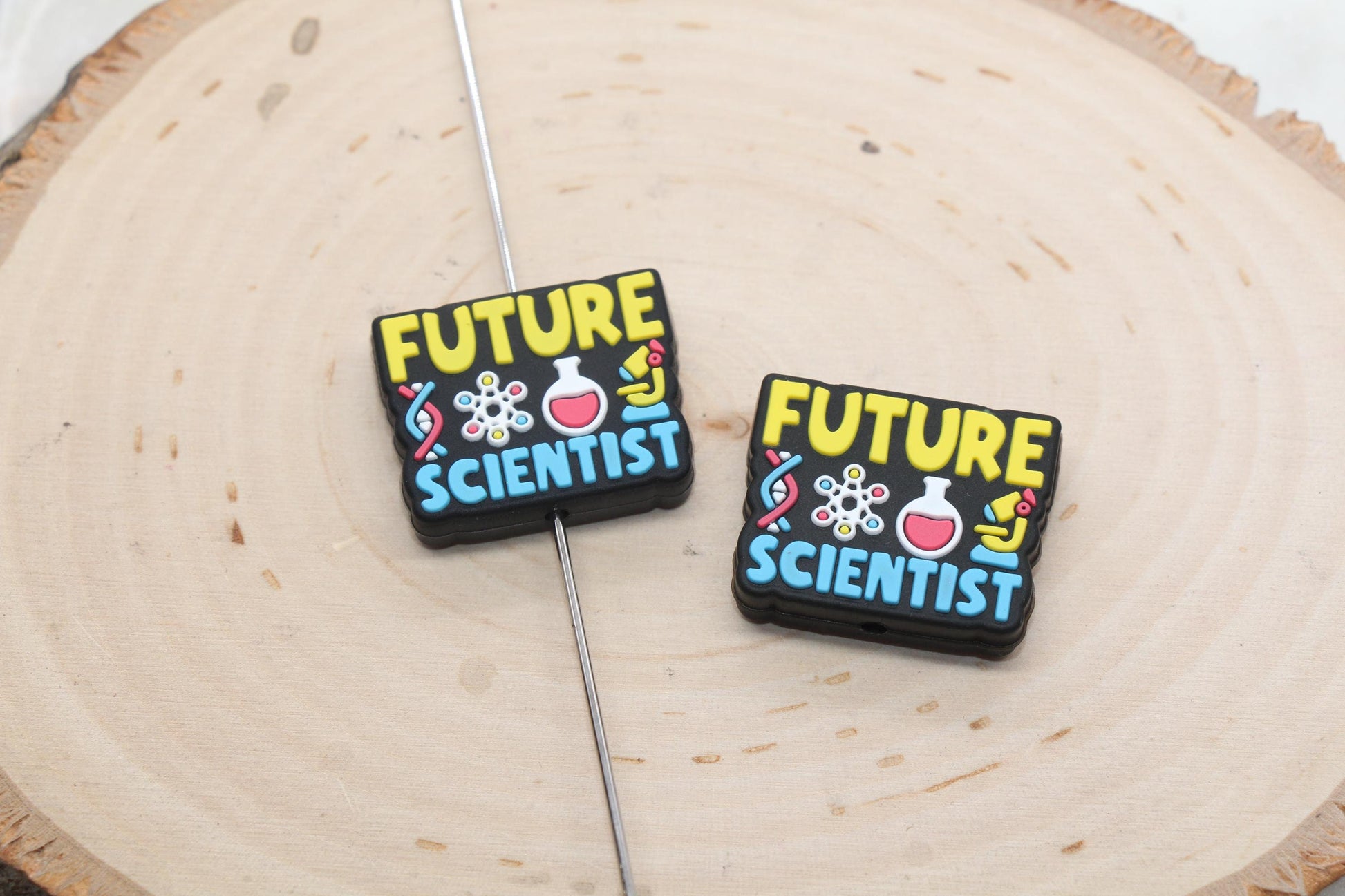 Future Scientist Silicone Focal Beads, Scientist Silicone Beads, Silicone Loose Beads, Beadable Pen Focal Beads #595