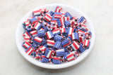 Tube Shape Patriotic American Flag Clay Beads, United States Flag Polymer Clay Beads, US Flag Beads, Tube Shape Clay Beads #530