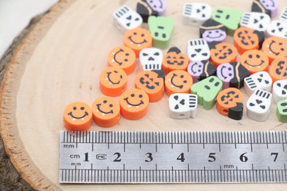 Mix Halloween Theme Beads, Halloween Polymer Clay Beads, Assorted Clay Beads, Ghost, Jack O Lantern, Skull Beads, Bead For Bracelet #532