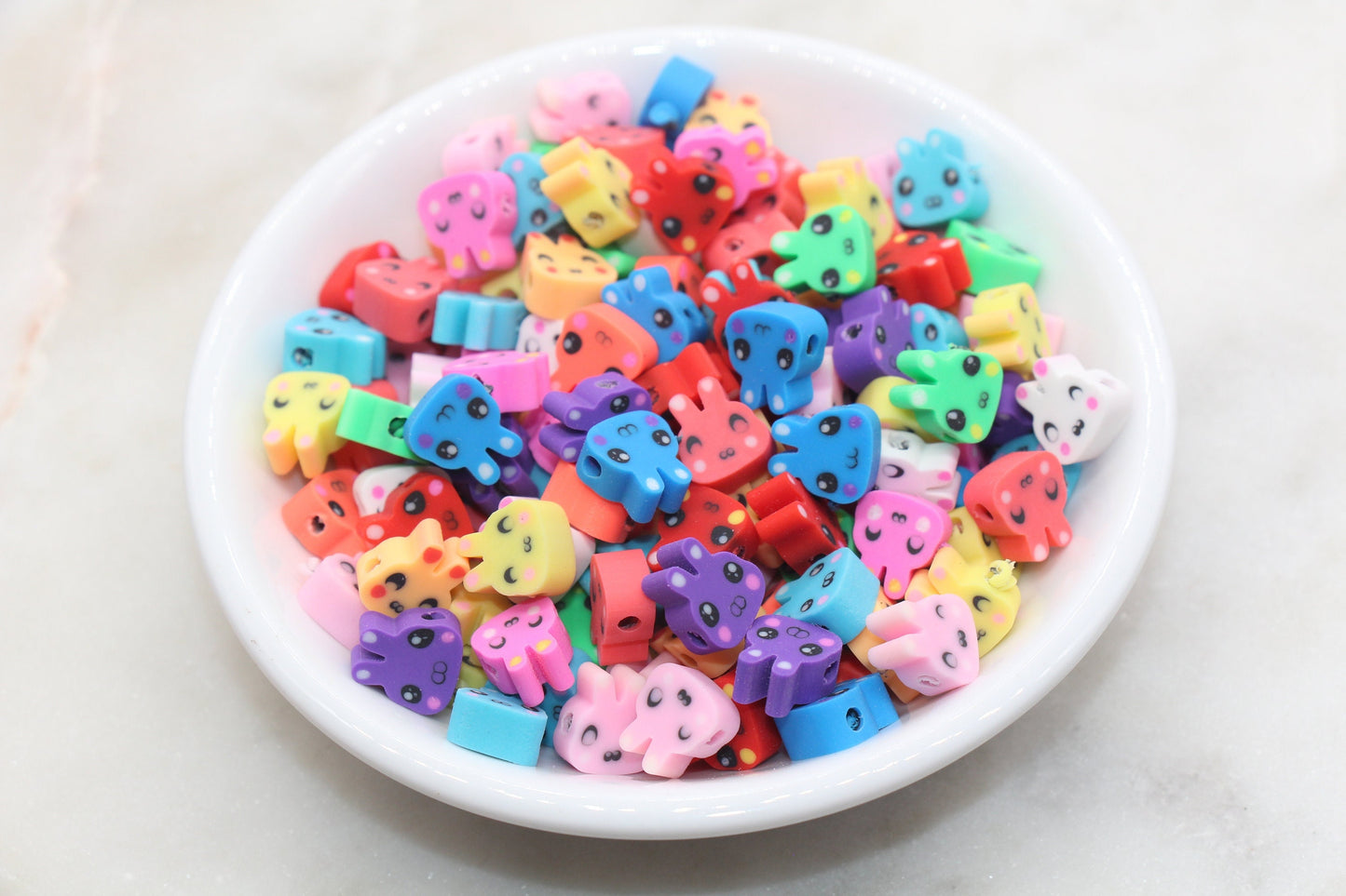 Mix Bunny Polymer Clay Beads, Cute Bunny Clay Beads, Bunny Clay Loose Beads, Easter Themed Bunny Beads, Jewelry Beading Supplies #548