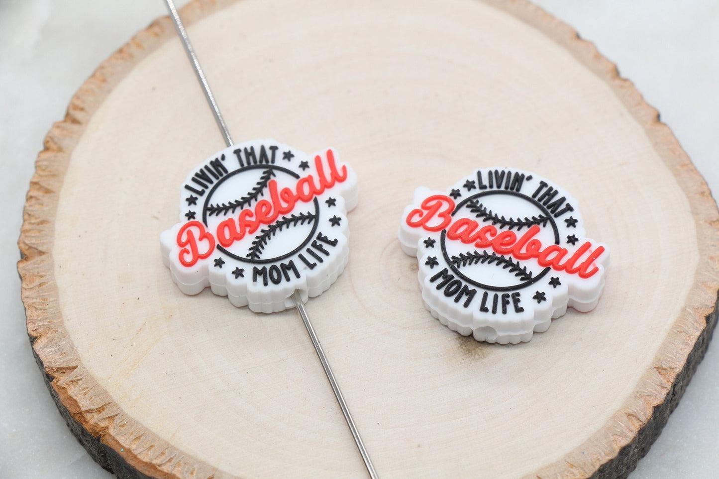 Baseball Mom Life Silicone Beads, Livin' That Baseball Mom Life Silicone Beads, Chunky Beads, Silicone Loose Beads, Focal Beads #560