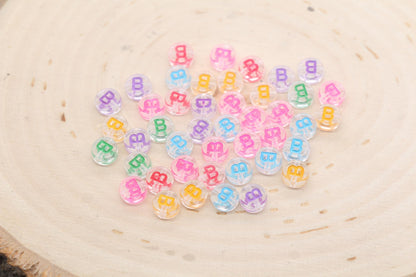 Letter B Alphabet Beads, Transparent Beads with Mix Color Letters, Individual Letter Beads, Name Initial Beads, Beads for Bracelet, Size 7mm