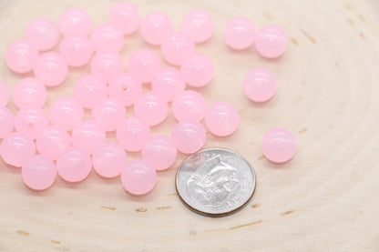 8mm Translucent Rose Pink Gumball Beads, Jelly Pink Beads, Round Acrylic Loose Beads, Bubblegum Beads, Chunky Beads, Plastic Beads #3244