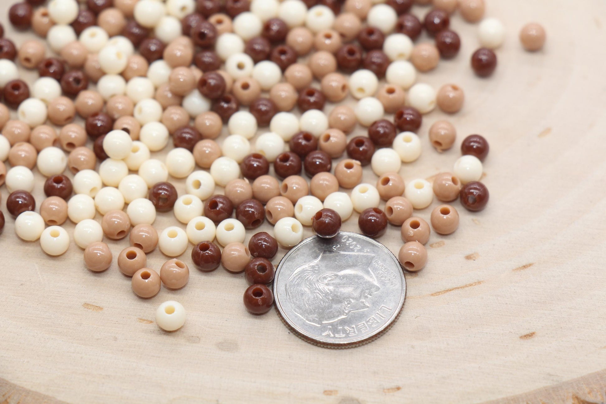 4mm Mix Round Beads, Brown Mix Round Beads, Round Spacer Beads, Bubblegum Beads, Beads for Bracelets #3251