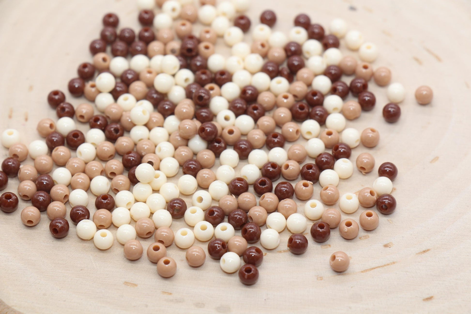 4mm Mix Round Beads, Brown Mix Round Beads, Round Spacer Beads, Bubblegum Beads, Beads for Bracelets #3251