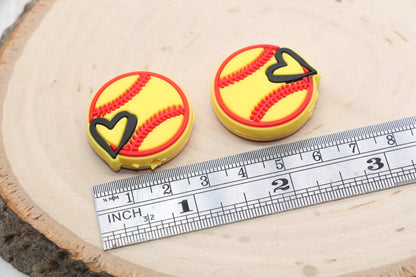 Softball PVC Focal Beads, Sports Ball Beads, Chunky Beads, Beadable Pen Beads #563