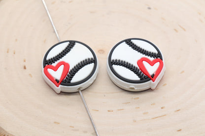 Baseball PVC Focal Beads, Sports Ball Beads, Chunky Beads, Beadable Pen Beads #566