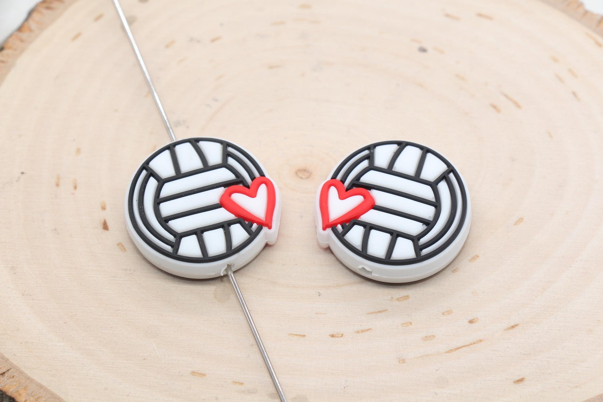 Volleyball PVC Focal Beads, Sports Ball Beads, Chunky Beads, Beadable Pen Beads #565