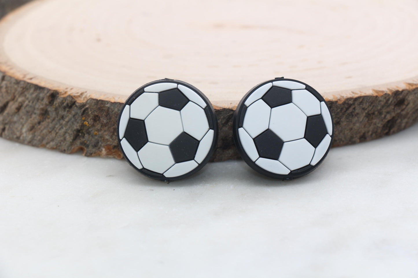 Soccer PVC Focal Beads, Sports Ball Beads, Chunky Beads, Beadable Pen Beads #572