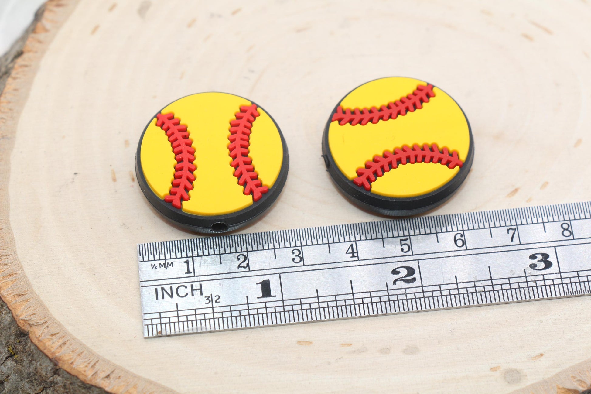 Softball PVC Focal Beads, Sports Ball Beads, Chunky Beads, Beadable Pen Beads #574