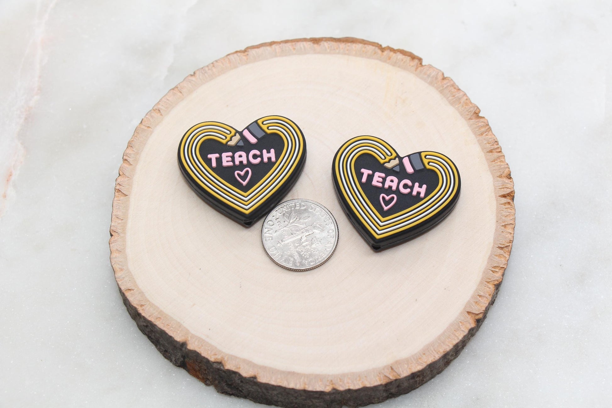 Teach Pencil Heart Silicone Beads, Teacher Silicone Beads, School Silicone Beads, Silicone Loose Beads, Teacher Focal Beads #586