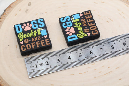 Dogs Books and Coffee Silicone Focal Beads, Coffee Silicone Beads, Silicone Loose Beads, Beadable Pen Focal Beads #596