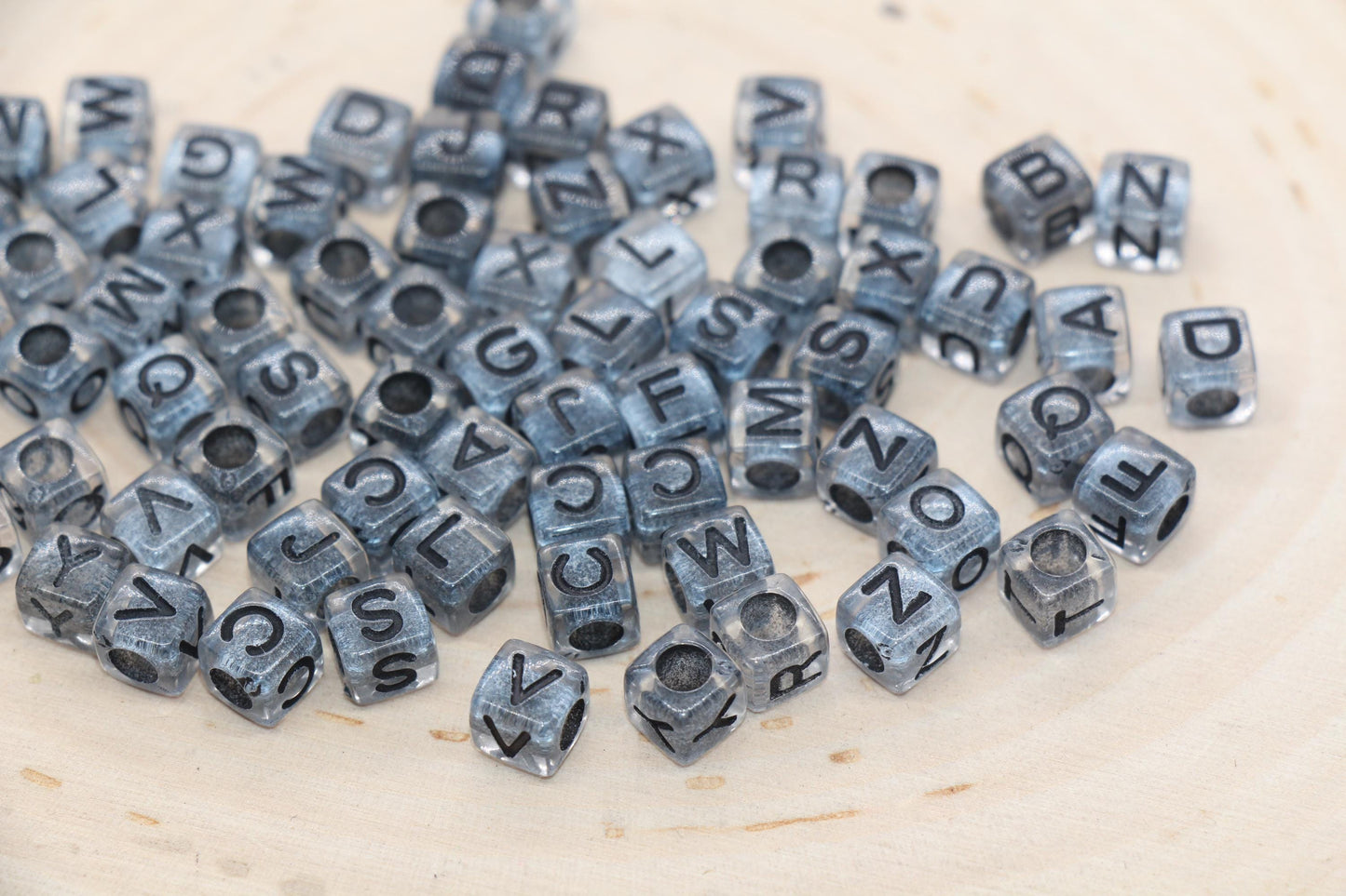 Mix Black Alphabet Letter Beads, Cube Shape Letter Beads, Acrylic Square Name Initial Beads, Kid Craft Beads Size 6mm #171