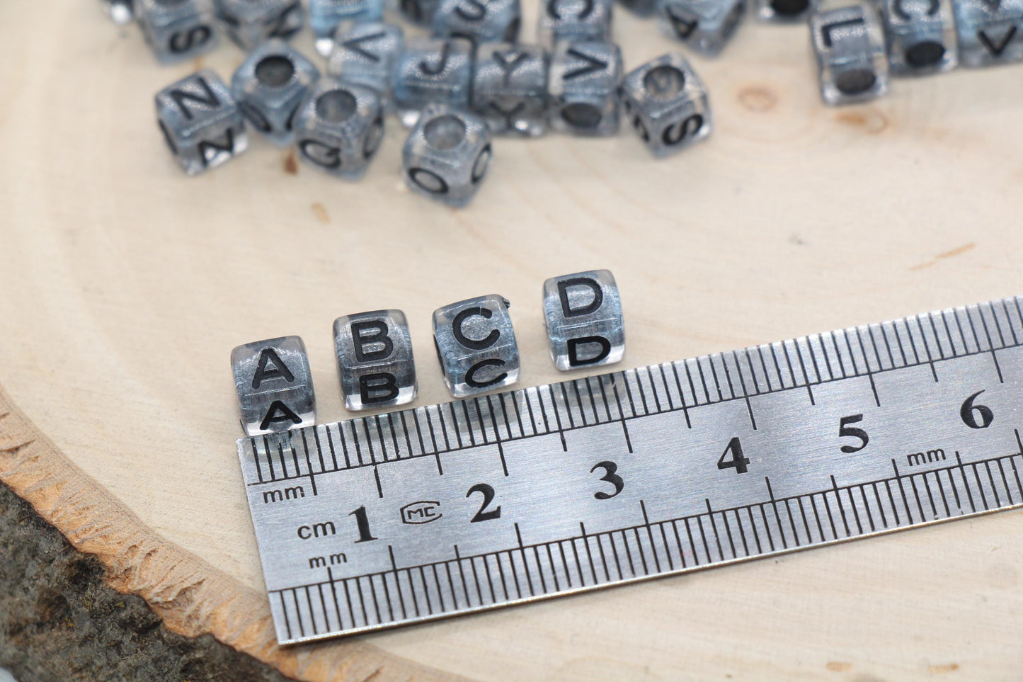 Mix Black Alphabet Letter Beads, Cube Shape Letter Beads, Acrylic Square Name Initial Beads, Kid Craft Beads Size 6mm #171