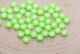 Green Heart Beads, Green Beads with White Hearts, Heart Symbol Beads, Round Beads, Acrylic Symbol Beads, Size 7mm #878