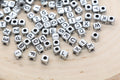 4.8mm Mixed Silver Acrylic Cube Letter Beads