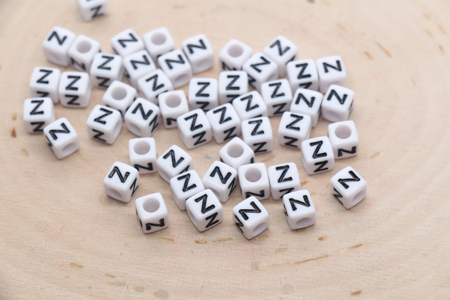 Cube Letter Z Beads, Square Letter Z Beads, Individual Letter Beads, Single Letter Slider Beads, Name Initial Beads, Size 6mm