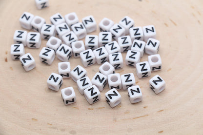 Cube Letter Z Beads, Square Letter Z Beads, Individual Letter Beads, Single Letter Slider Beads, Name Initial Beads, Size 6mm