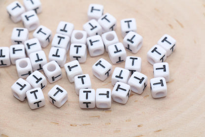 Cube Letter T Beads, Square Letter T Beads, Individual Letter Beads, Single Letter Slider Beads, Name Initial Beads, Size 6mm