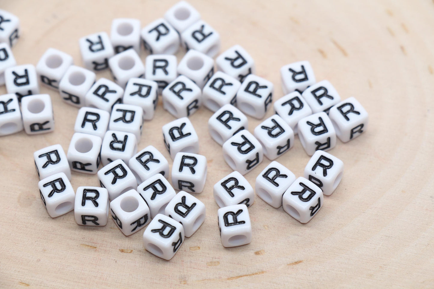 Cube Letter R Beads, Square Letter R Beads, Individual Letter Beads, Single Letter Slider Beads, Name Initial Beads, Size 6mm